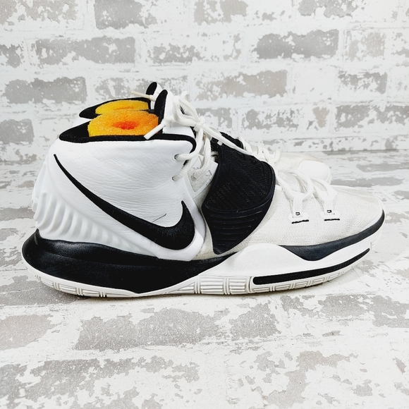 Nike Kyrie 6 White Black Lace Up Logo Basketball Mid Top Sneakers V783 - Picture 5 of 12